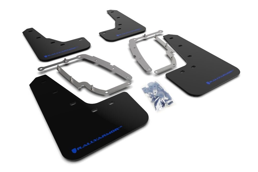 Rally Armor UR Black Mud Flaps w/ Blue Logo for 2017-2022 Tesla Model 3