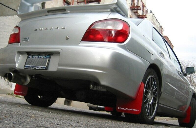 Rally Armor Red Mud Flaps w/ White Logo for 02-07 Impreza WRX STI RS 2.5i Sedan