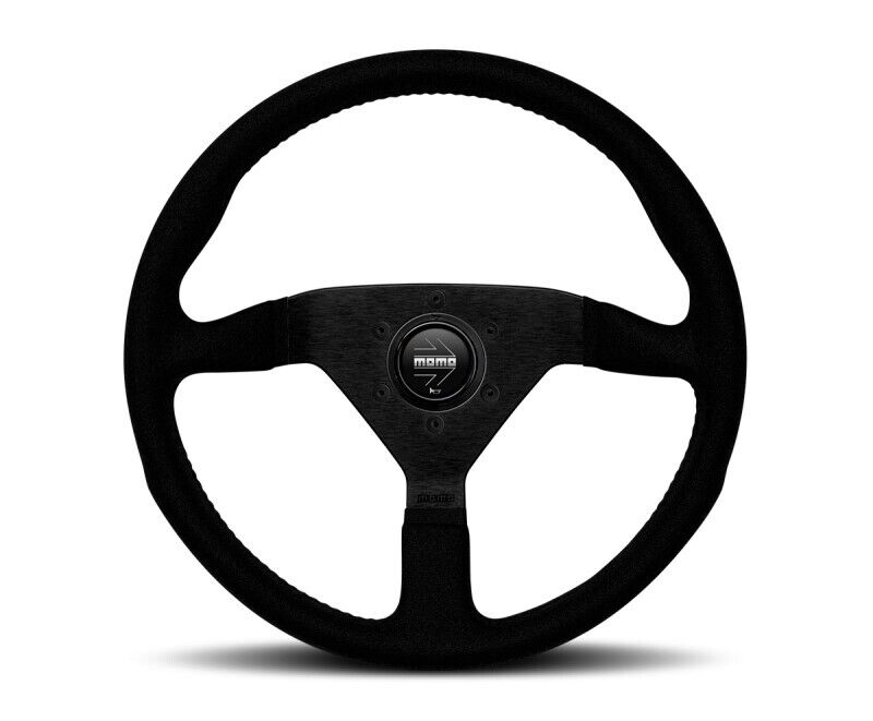 Momo Montecarlo Alcantara Steering Wheel 350 mm - Black/Black Stitch/Black Spoke