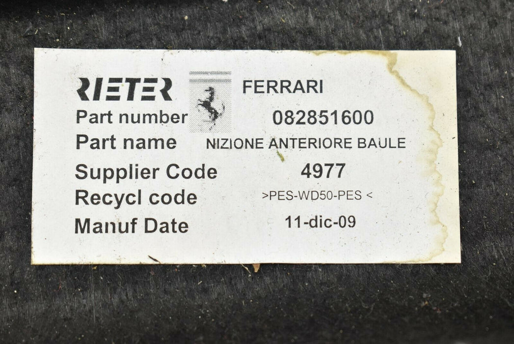 2010 Ferrari California Upper Trunk Carpet Trim Panel Cover 082851600