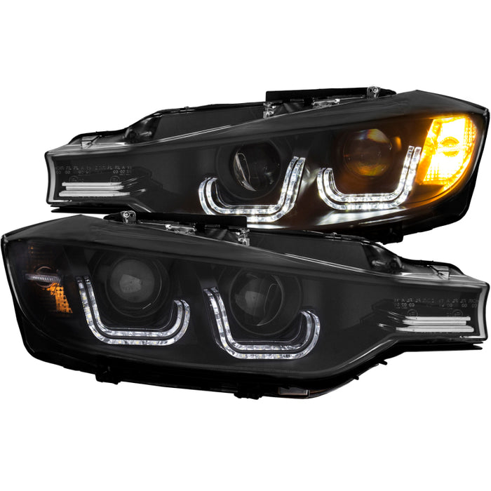 Anzo Fits 2012-2015 BMW 3 Series Projector Headlights W/ U-Bar Black (HID