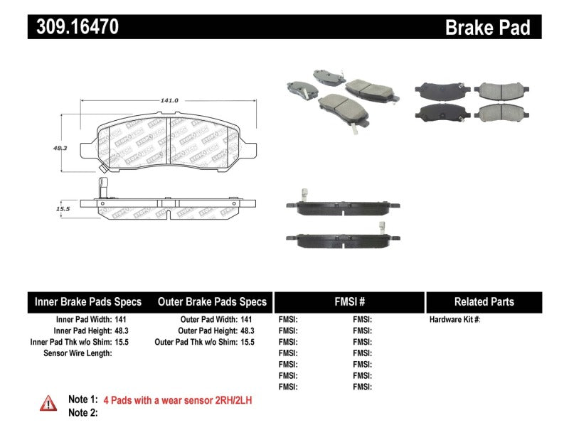 Stoptech Performance Rear Brake Pads Fits 13-14 Dodge Dart/Jeep Cherokee