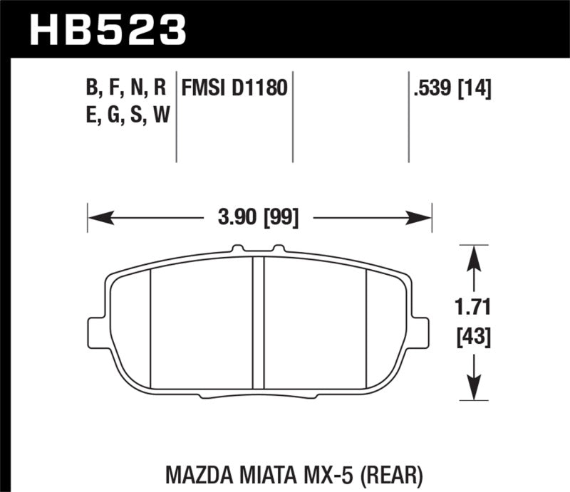 Fits Hawk 06-11 Mazda Miata MX-5 Rear DTC-60 Race Brake Pads