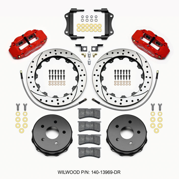 Wilwood Narrow Superlite 4R Rear Kit Fits 12.88in Drilled Red 2007-up Jeep JK