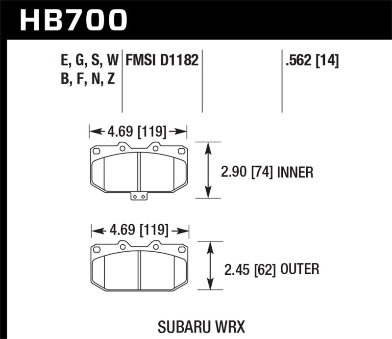 Fits Hawk 2006-2007 Subaru Impreza WRX HPS 5.0 Front Brake Pads