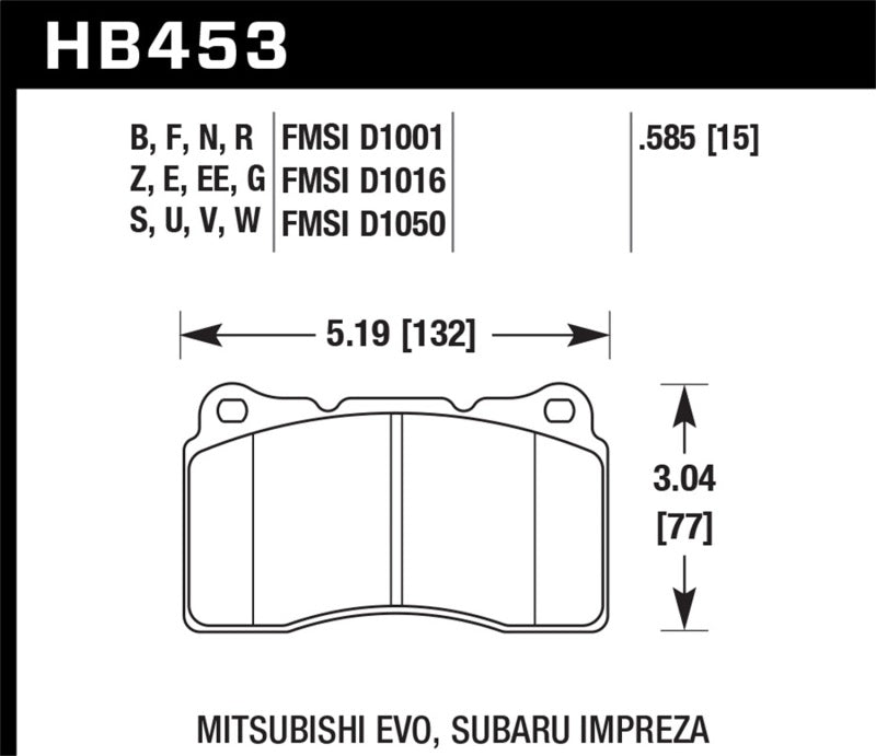 Fits Hawk 03-06 Evo / 09-10 Evo X / 04-09 STi / 09-10 Genesis Coupe (Track Only)