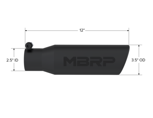 MBRP T5113BLK Exhaust Tip - 3-1/2" O.D. Angled Rolled End 2-1/2" Inlet