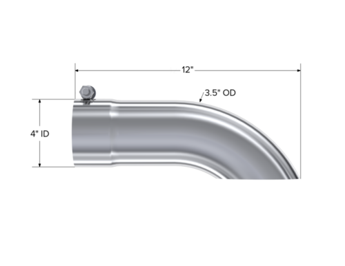 MBRP T5080 3.5" Inlet 12" Length Universal Turn Down Exhaust Tail Pipe Tip