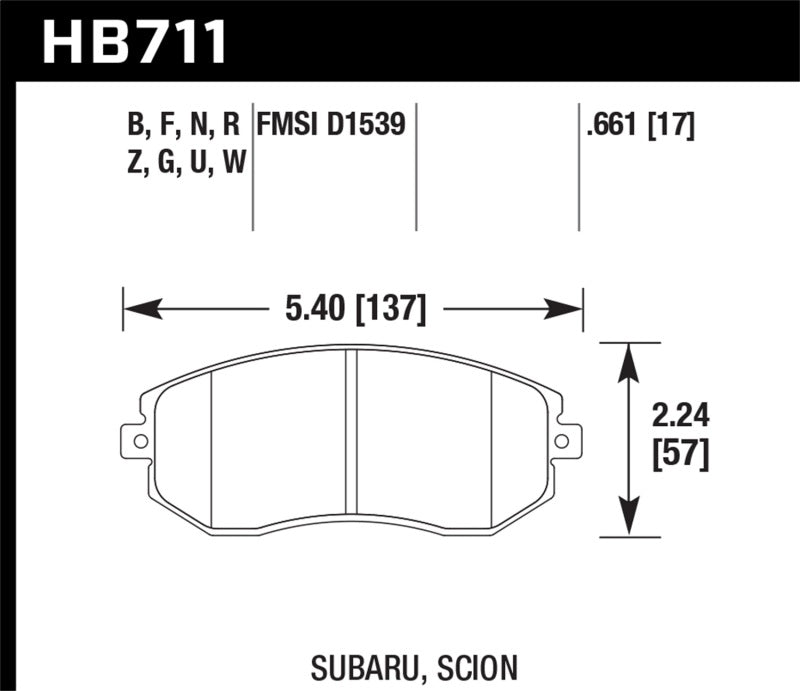 Fits Hawk 13 Subaru BRZ/13 Legacy 2.5i / 13 Scion FR-S DTC-30 Front Street Brake