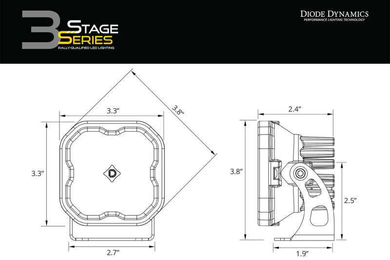 Diode Dynamics Fits SS3 Max ABL - Yellow Driving Standard (Pair)