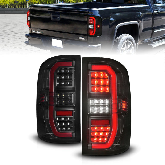 Anzo Fits 14-18 GMC Sierra 1500 Full LED Taillights Black Housing Smoke Lens