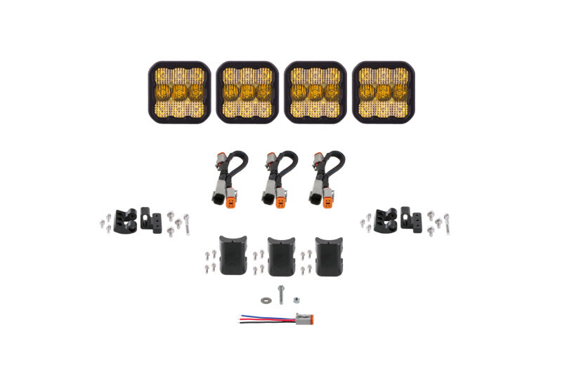 Diode Dynamics Fits SS5 Sport Universal CrossLink 4-Pod Lightbar - Yellow Combo