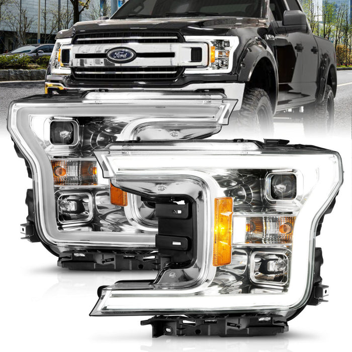 Anzo Fits 18-19 Ford F-150 Projector Headlights W/plank Style Switchback Chrome