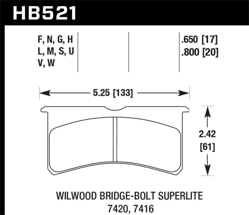 Fits Hawk Wilwood Superlite HT-10 Race Brake Pads