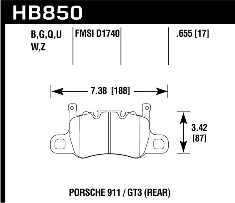 Fits Hawk Audi 14-19 Porsche 911 / 2016 Cayman / 17-19 Panamera PC Rear Brake