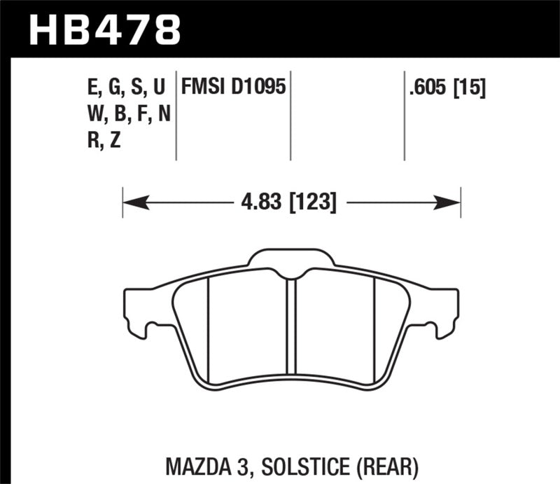 Fits Hawk 2007-2010 Chevrolet Cobalt SS (With Brembo Brakes) HPS 5.0 Rear Brake