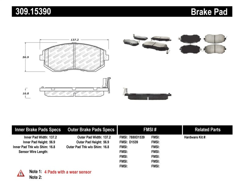 Stoptech Performance Fits 13 Scion FR-S / 13 Subaru BRZ Front Brake Pads