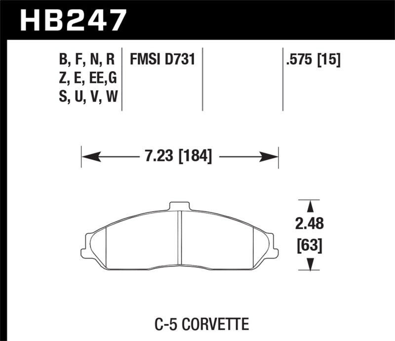 Fits Hawk 2008-2009 Cadillac XLR Platinum HPS 5.0 Front Brake Pads