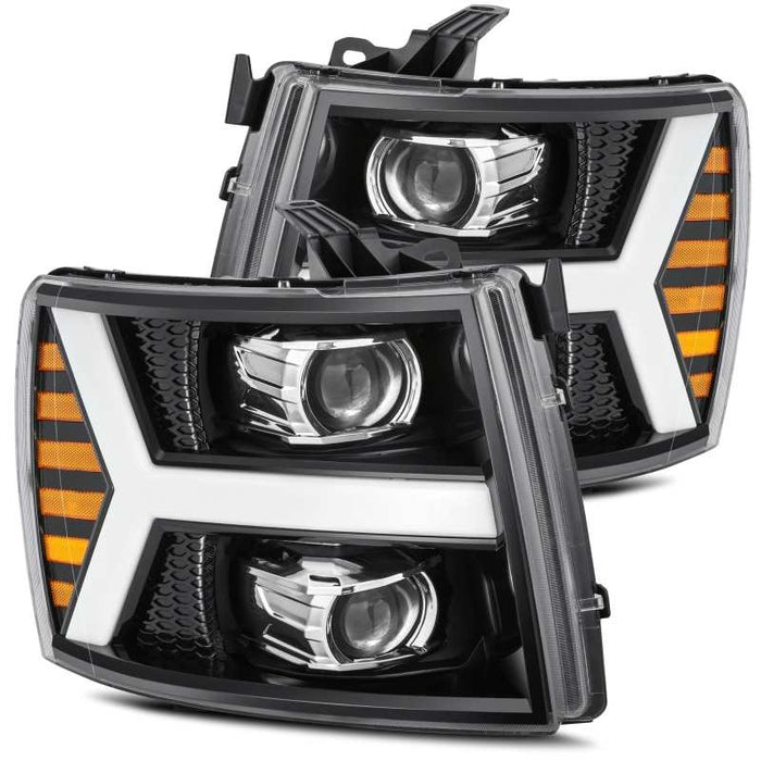 AlphaRex Fits 07-13 Chevy 1500HD PRO-Series Proj Headlight Plank Style Gloss Blk