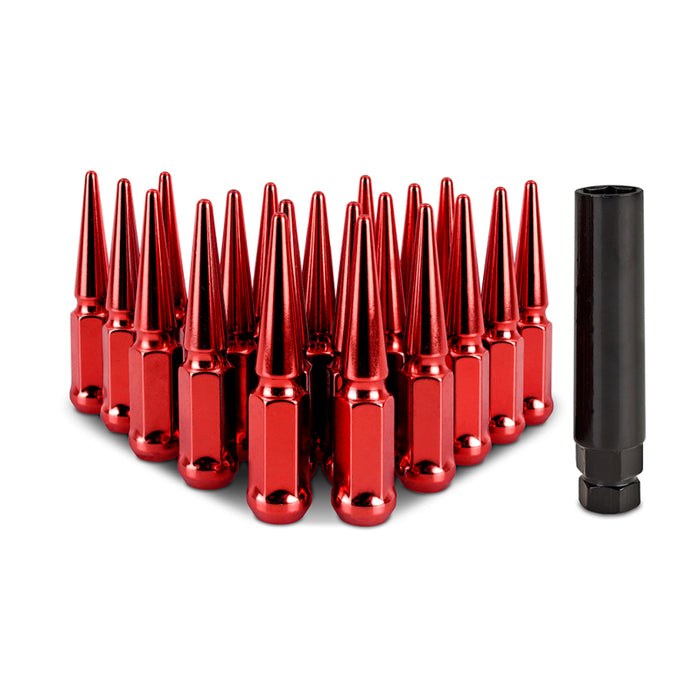 Mishimoto Fits Steel Spiked Lug Nuts M12x1.5 20pc Set - Red