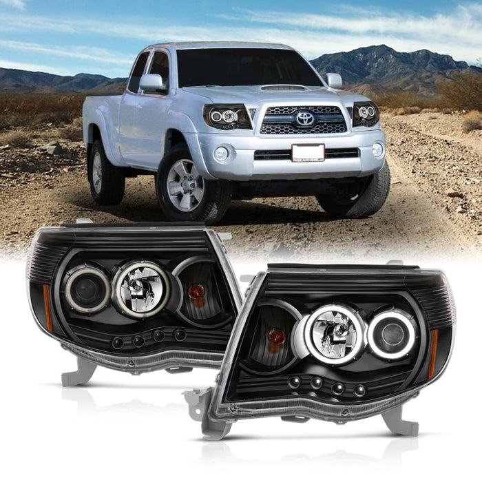 Anzo Fits 2005-2011 Toyota Tacoma Projector Headlights W/ Halo Black