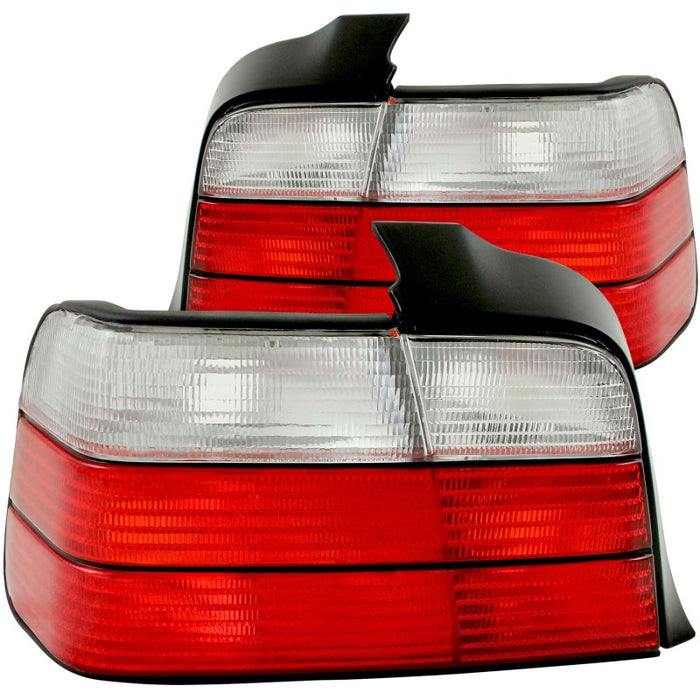 Anzo Fits 1992-1998 BMW 3 Series E36 Sedan Taillights Red/Clear