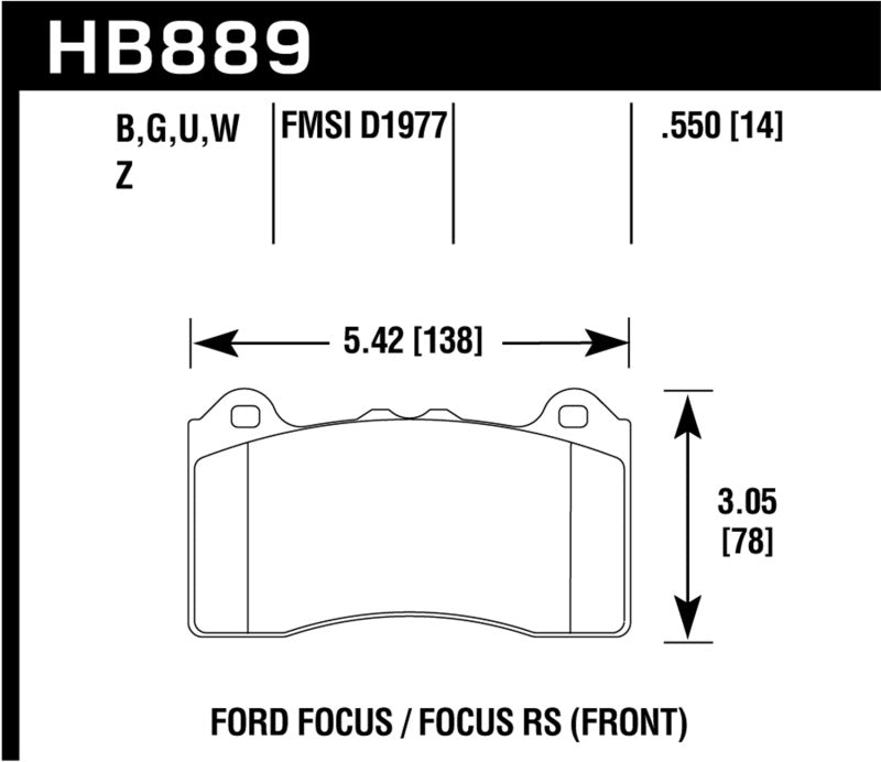 Fits Hawk 2017 Ford Focus HPS 5.0 Front Brake Pads