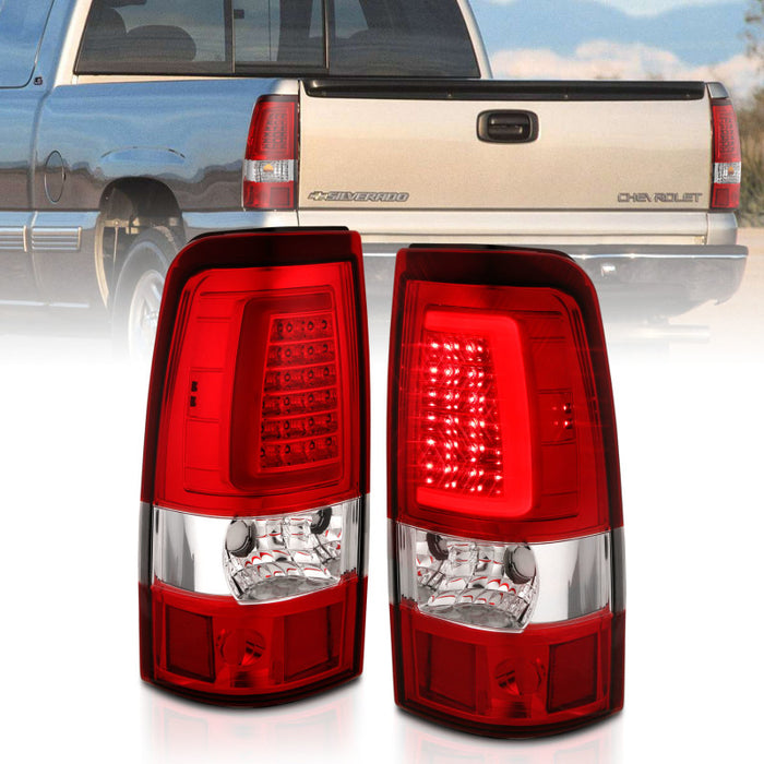 ANZO 2003-2006 Chevy Silverado 1500 LED Taillights Plank Style Chrome With