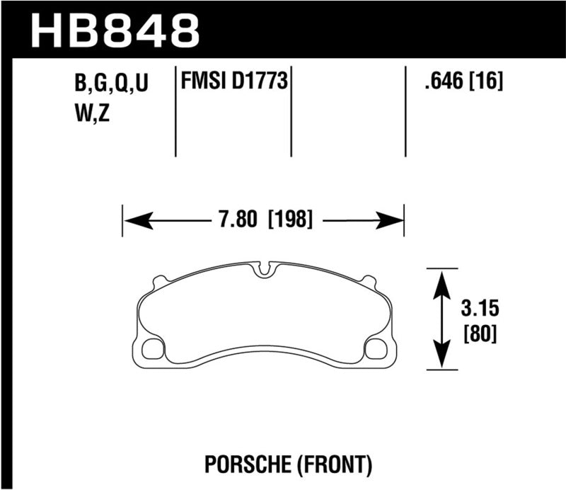 Fits Hawk 14-19 Porsche 911 GT3/GT3 RS / 2016 Porsche Cayman GT4 DTC-70 Race