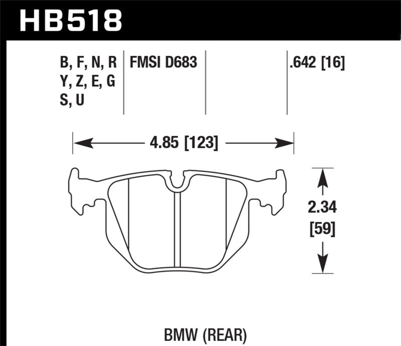 Fits Hawk BMW Rear DTC-70 Race Brake Pads