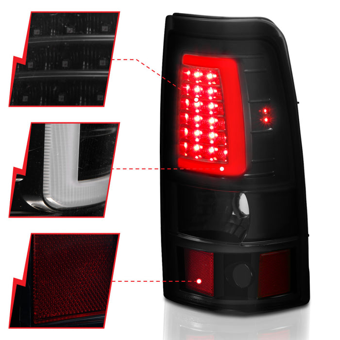 Anzo Fits 2003-2006 Chevy Silverado 1500 LED Taillights Plank Style Black