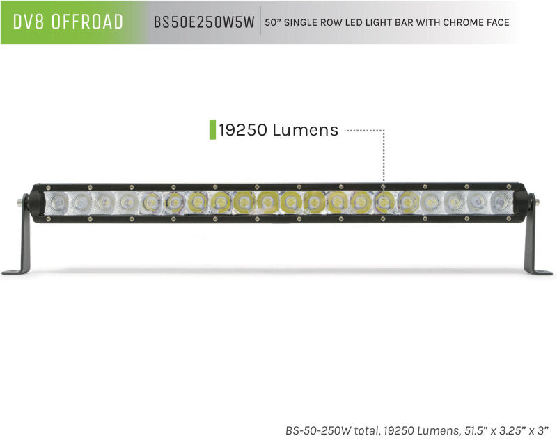 DV8 Offroad Fits 50in Light Bar Slim 250W Spot 5W CREE LED - Black