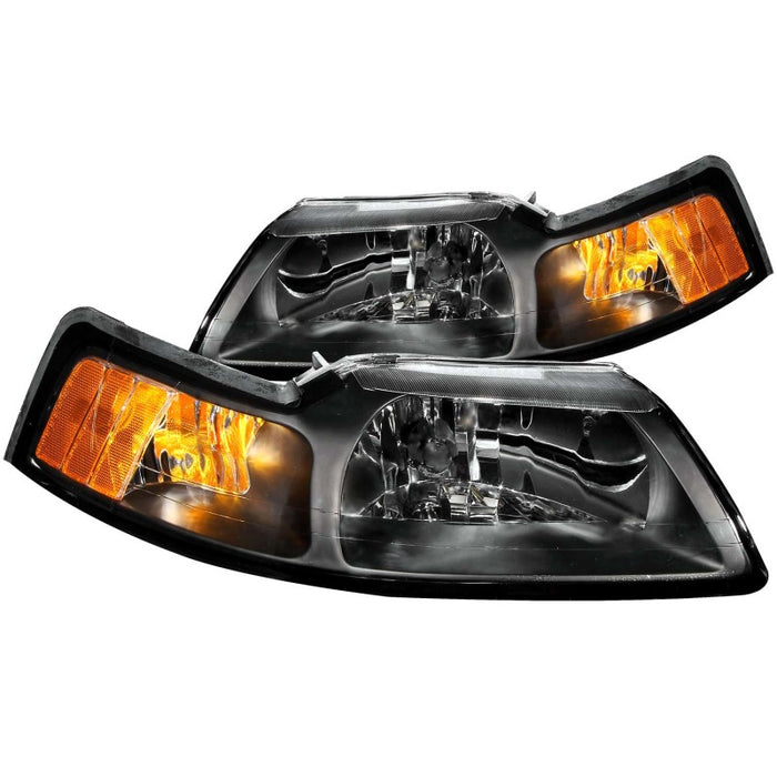 Anzo Fits 1999-2004 Ford Mustang Crystal Headlights Black