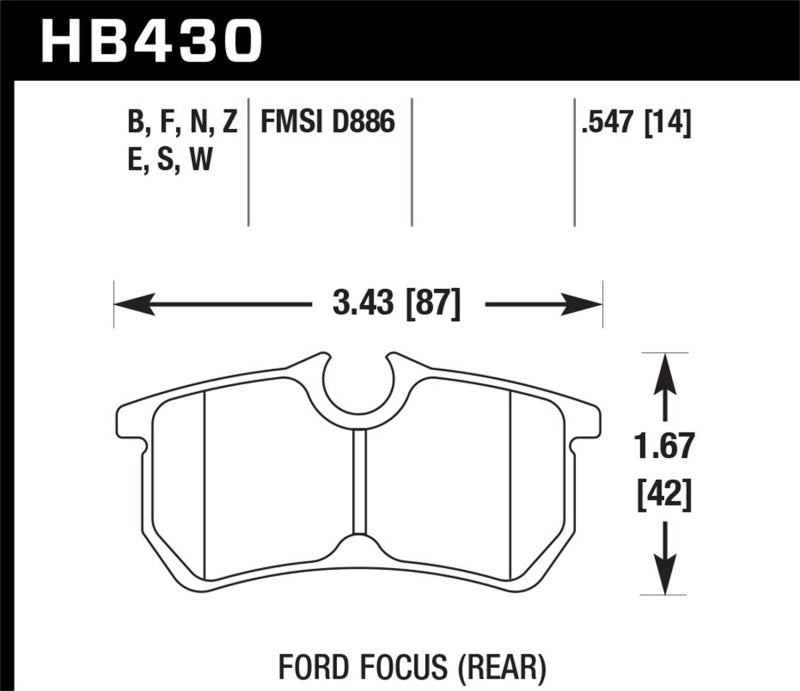 Fits Hawk 00-07 Ford Focus HPS 5.0 Rear Street Brake Pads