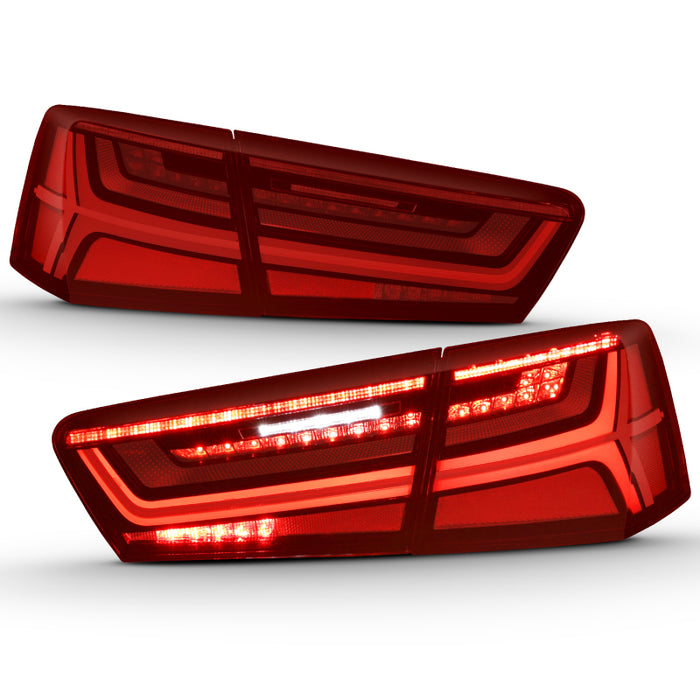 Anzo Fits 2012-2018 Audi A6 LED Taillight Black Housing Red/Clear Lens 4 Pcs