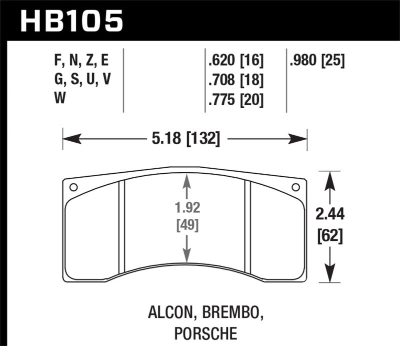 Fits Hawk Brembo/Alcon DTC-60 Race Brake Pad Sets