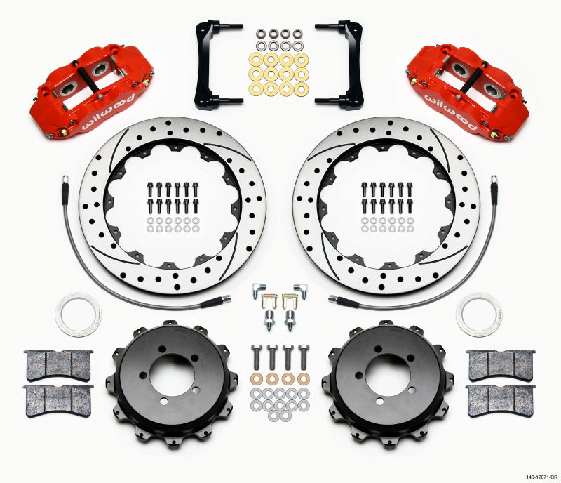 Wilwood Narrow Superlite 4R Rear Kit Fits 12.88in Drilled Red 2012-Up Toyota /