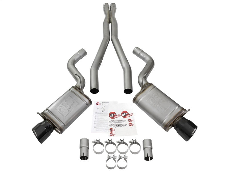 aFe Fits Mach Force-Xp 3in CB Stainless Steel Dual Exhaust System W/ Black Tips