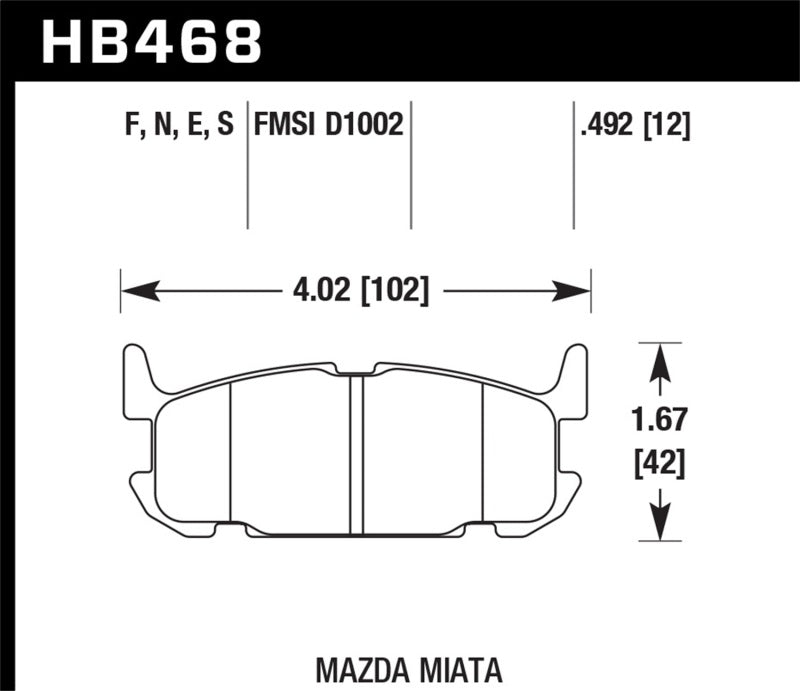 Fits Hawk 03-05 Miata W/ Sport Suspension HPS Street Rear Brake Pads (D1002)