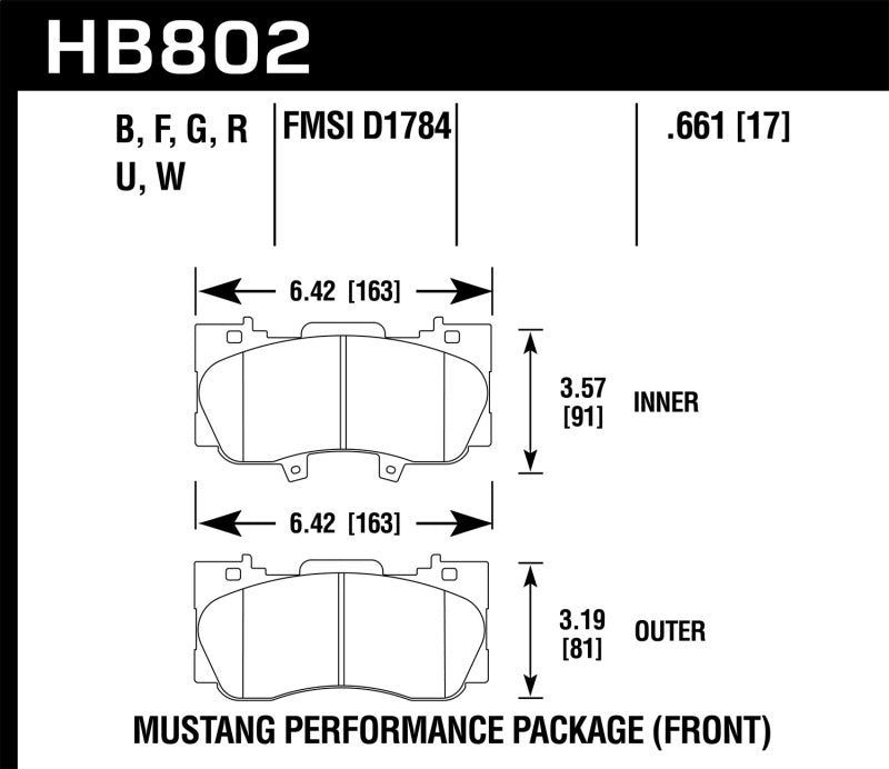 Fits Hawk 15-17 Ford Mustang GT DTC-60 Race Front Brake Pads