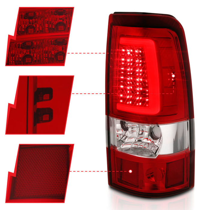 ANZO 2003-2006 Chevy Silverado 1500 LED Taillights Plank Style Chrome With