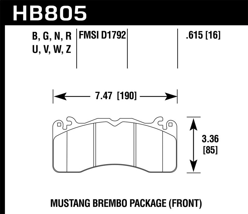 Fits Hawk 15-17 Ford Mustang Brembo Package DTC-60 Front Brake Pads