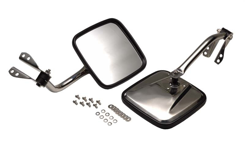 Kentrol Fits 55-86 Jeep CJ Mirror Kit Pair - Polished Silver