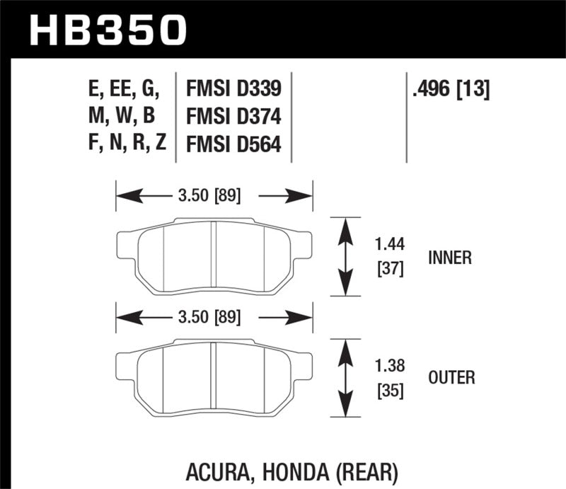 Fits Hawk 1990-1993 Acura Integra GS HPS 5.0 Rear Brake Pads