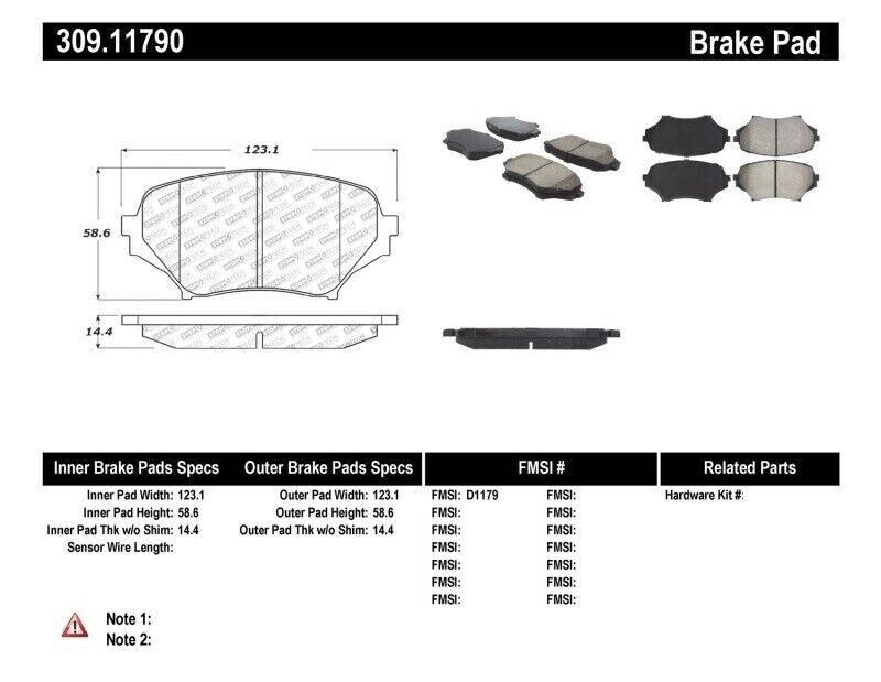 StopTech 309.11790 Sport Performance Front Brake Pads for 06-15 Mazda MX-5 Miata