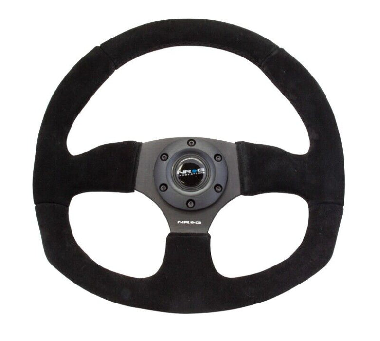 NRG RST-009S Reinforced Steering Wheel Suede Leather Steering Wheel Black Stitch