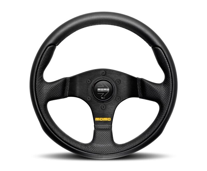 Momo Team Steering Wheel 300 mm - 4 Black Leather/Black Spokes