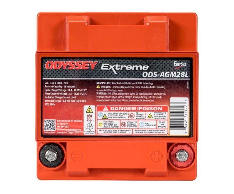 Odyssey ODS-AGM28L Auto/LTV Battery - Internal Threaded Brass Terminal