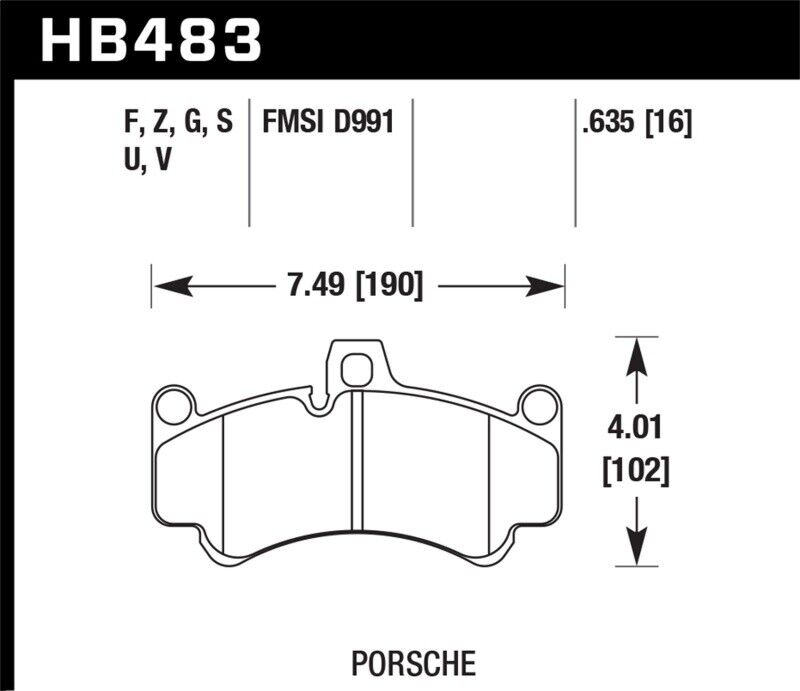 Hawk HB483Z.635 Front Performance Ceramic Brake Pads for Porsche 911 Targa