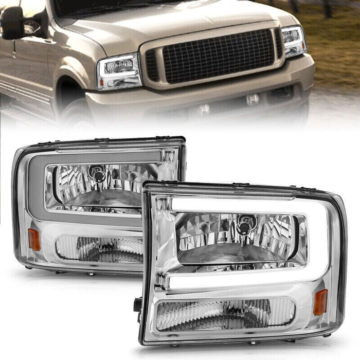 Anzo 111550 Crystal Headlight Set Chorme Housing Pair w/Light Bar